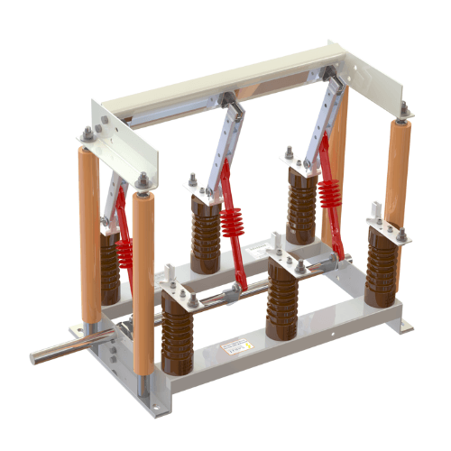 Aterramento frontal Sarel para cabine de alvenaria — aterra circuitos de 7,2 a 36kV com intertravamento mecânico para manutenção segura