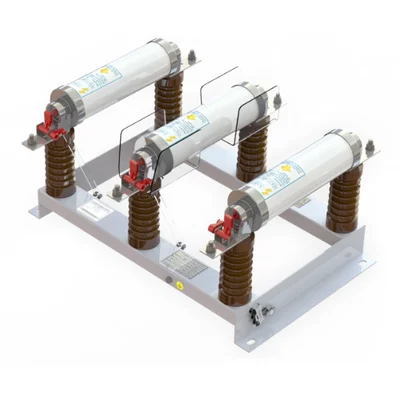 Base tripolar modelo BT Sarel para fusíveis HH — montagem fixa em painéis de média tensão com contatos de pressão em cobre