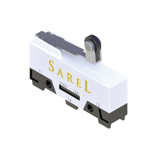 Contato auxiliar CA tipo micro switch Sarel — sinalização de posição aberto/fechado da chave seccionadora para integração SCADA