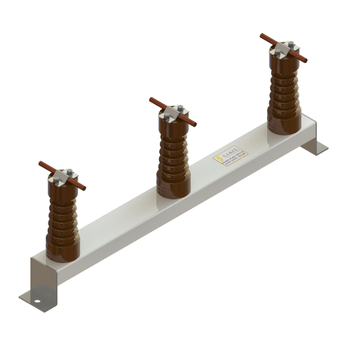 Suporte para 3 isoladores modelo SS3I Sarel — guia de barramento para painéis de média tensão